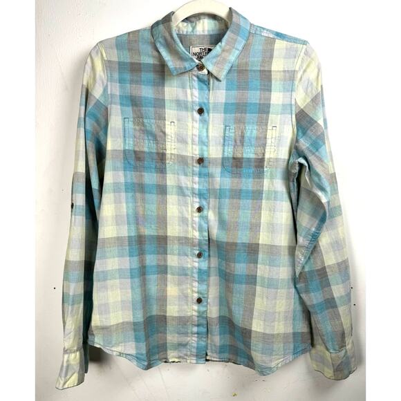 The North Face Women's Medium Light Weight Long Sleeve Button Up Plaid Shirt - Picture 1 of 7